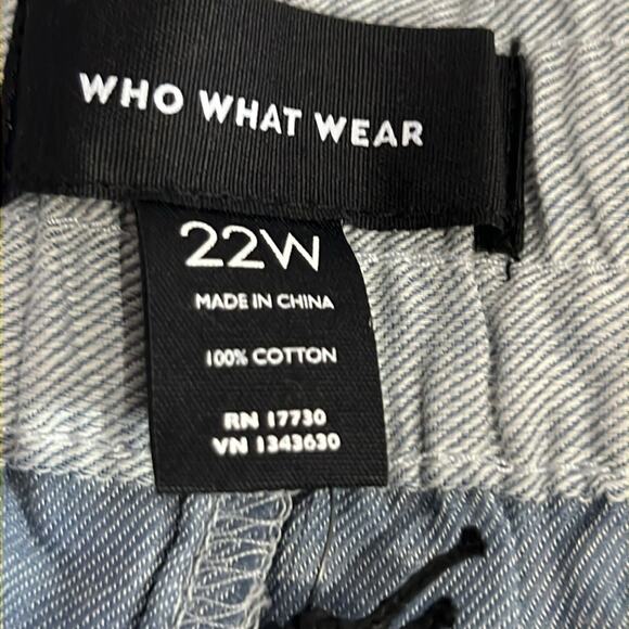 NWT who what wear Chambray twill blue ruffle edges cotton shorts size 22W - Picture 5 of 7